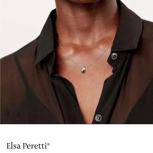 Tiffany & Co. Elsa Peretti Teardrop Necklace Pendant 16" Sterling Silver 925 - Picture 3 of 8